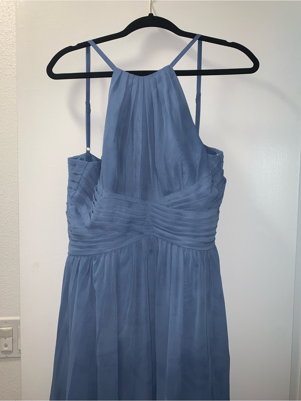 JJ's House slate Blue “Samorah” style Chiffon Halter Dress bridal